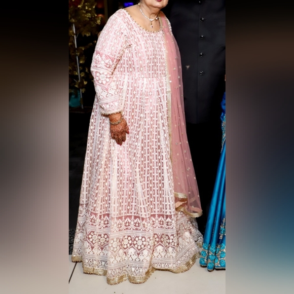 Ethnic Long Suit Set / Gown / Maxi Dress with Duppata - Picture 2 of 5